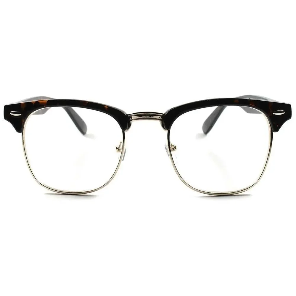 Tortoise Horn-Rim Clear Lens Glasses Retro Unisex Eyewear